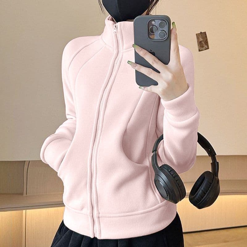 원본 원단 핫걸 몸매 가꾸기 플리스 후드티 재킷 가을 겨울 털이 있고 두꺼운 플리스 의류 자켓 내피 이미지 5