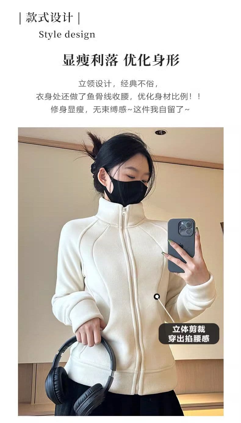 원본 원단 핫걸 몸매 가꾸기 플리스 후드티 재킷 가을 겨울 털이 있고 두꺼운 플리스 의류 자켓 내피 상세 이미지 2
