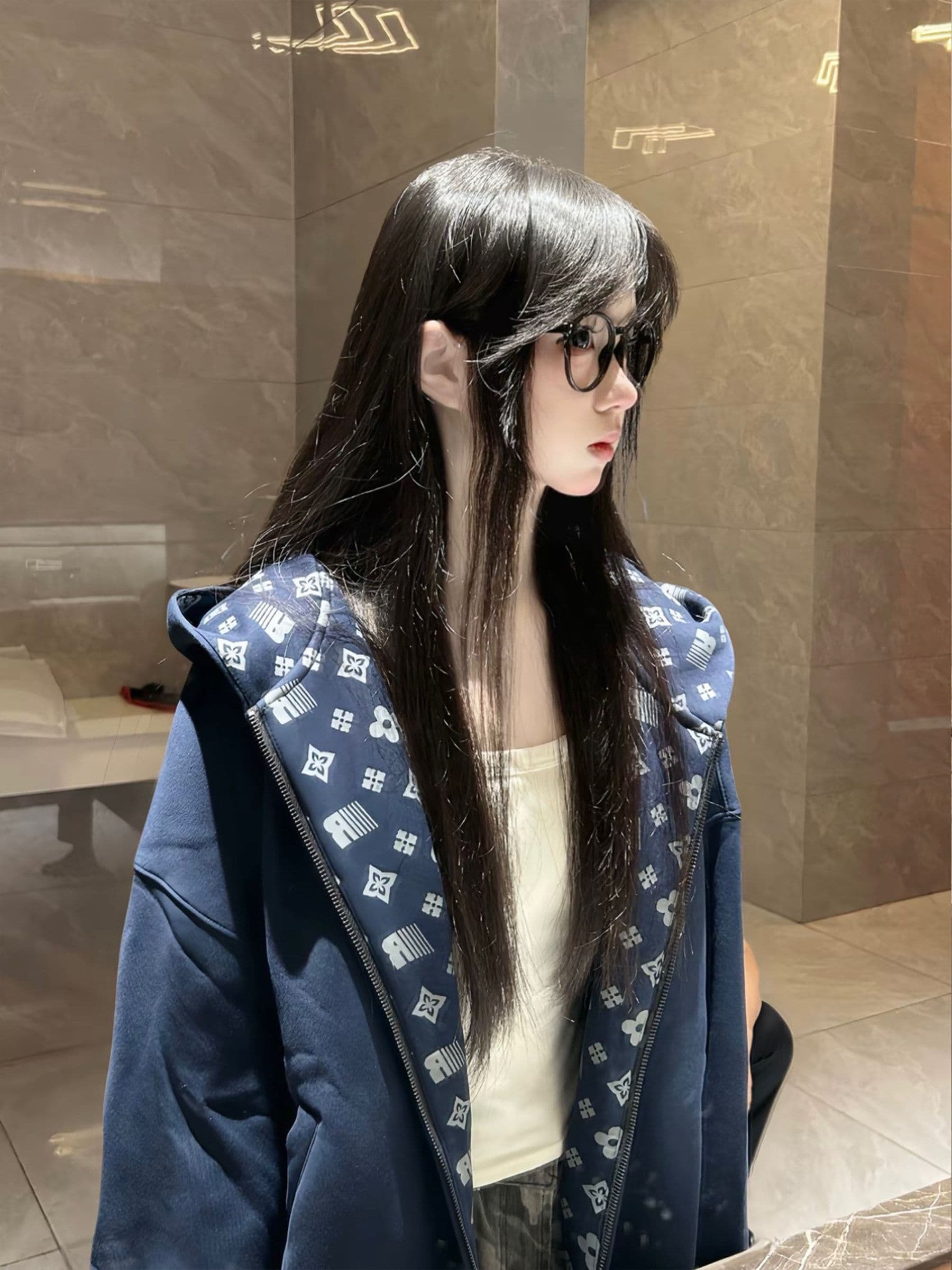원본 것 자수 인사이드 펌프 아메리칸 레트로 오픈 가디건 여성 코트 가을 지퍼 후드 맨위 상세 이미지 5
