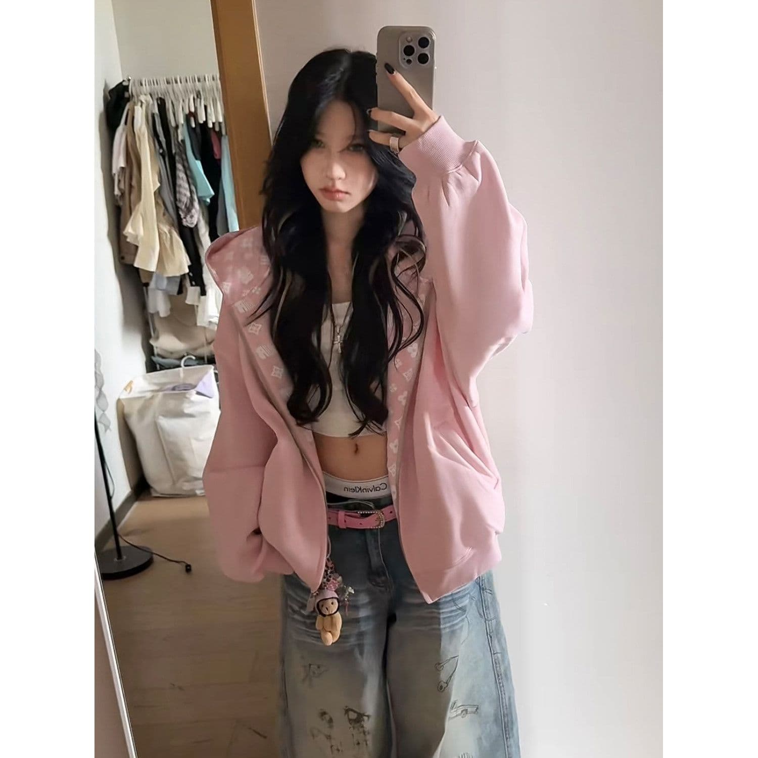 원본 것 자수 인사이드 펌프 아메리칸 레트로 오픈 가디건 여성 코트 가을 지퍼 후드 맨위 상세 이미지 6