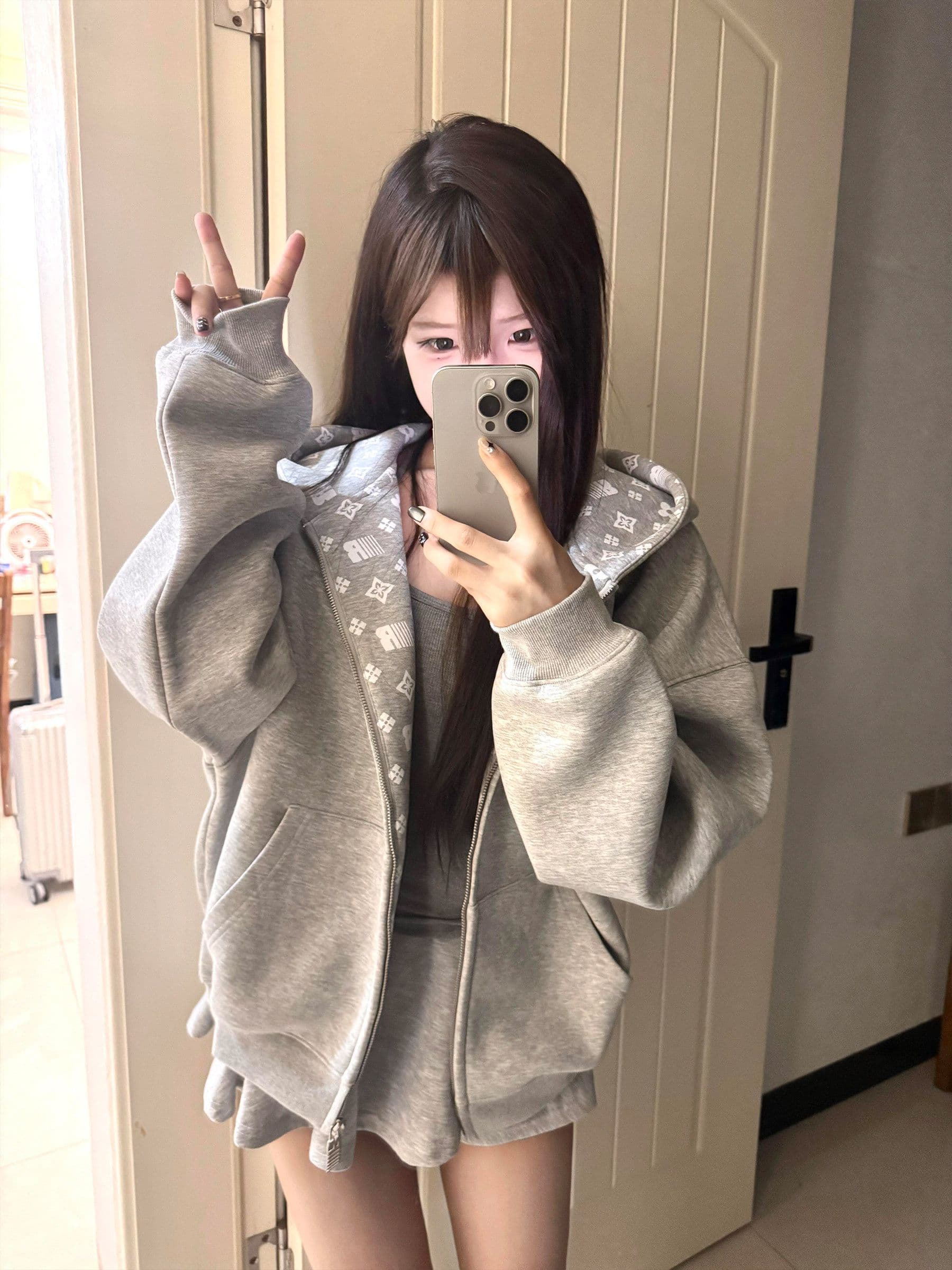 원본 것 자수 인사이드 펌프 아메리칸 레트로 오픈 가디건 여성 코트 가을 지퍼 후드 맨위 상세 이미지 7