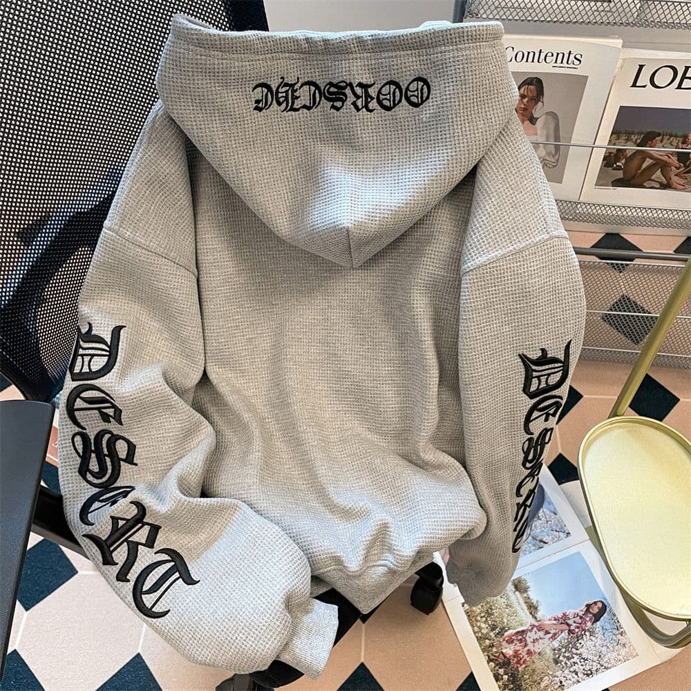원본 원단 아메리칸 후아 남편 그리드 오픈 가디건 지퍼 후드 티 스웨터 여성 가을 루즈핏 다용도 조수 브랜드 재킷 상세 이미지 4
