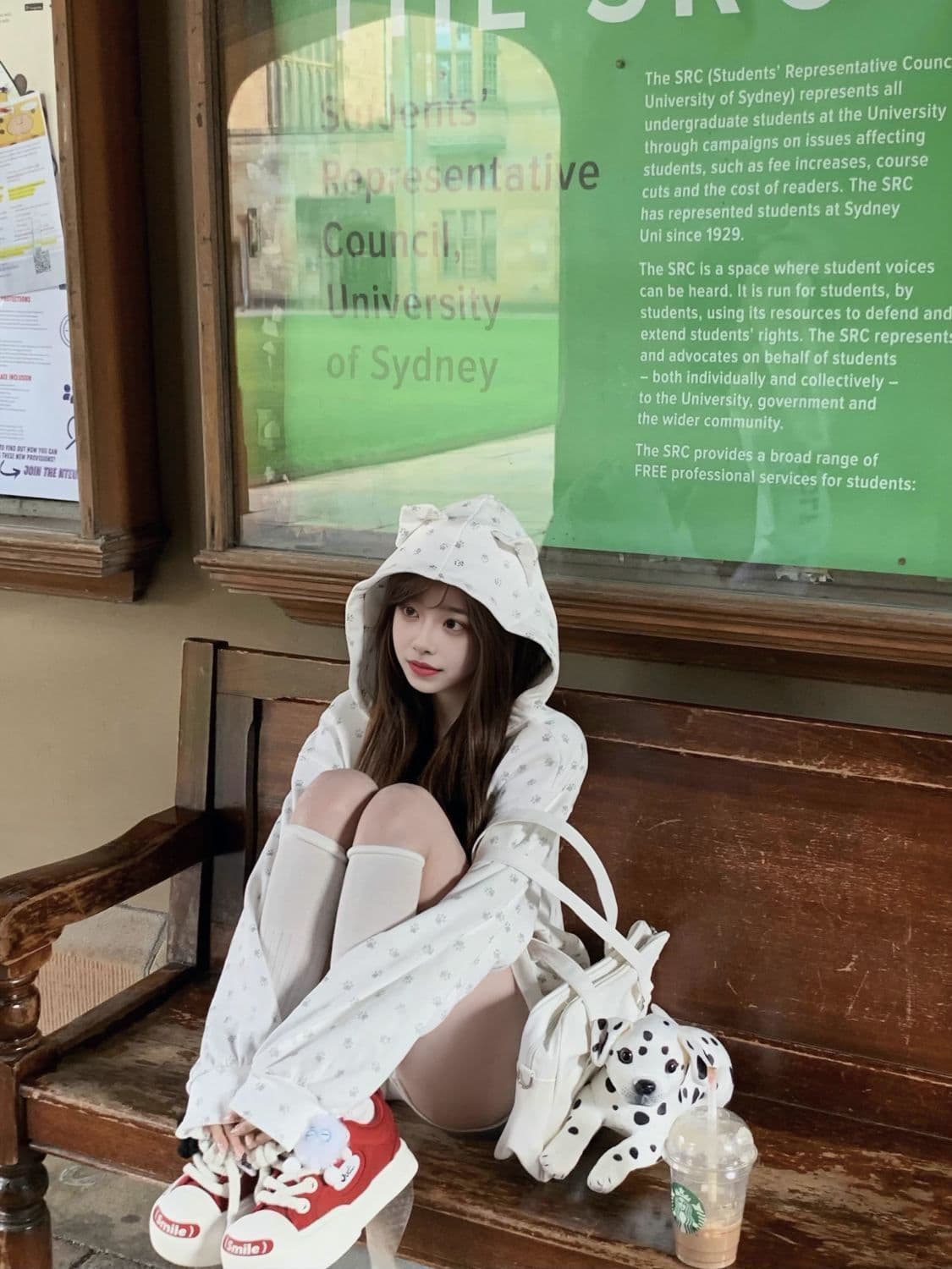 얇은 스타일 털이 있는 원본 은 분말 프린트 귀여운 새끼 고양이 귀 후드 오픈 가디건 후드티 여성 봄 가을 재킷 상세 이미지 11
