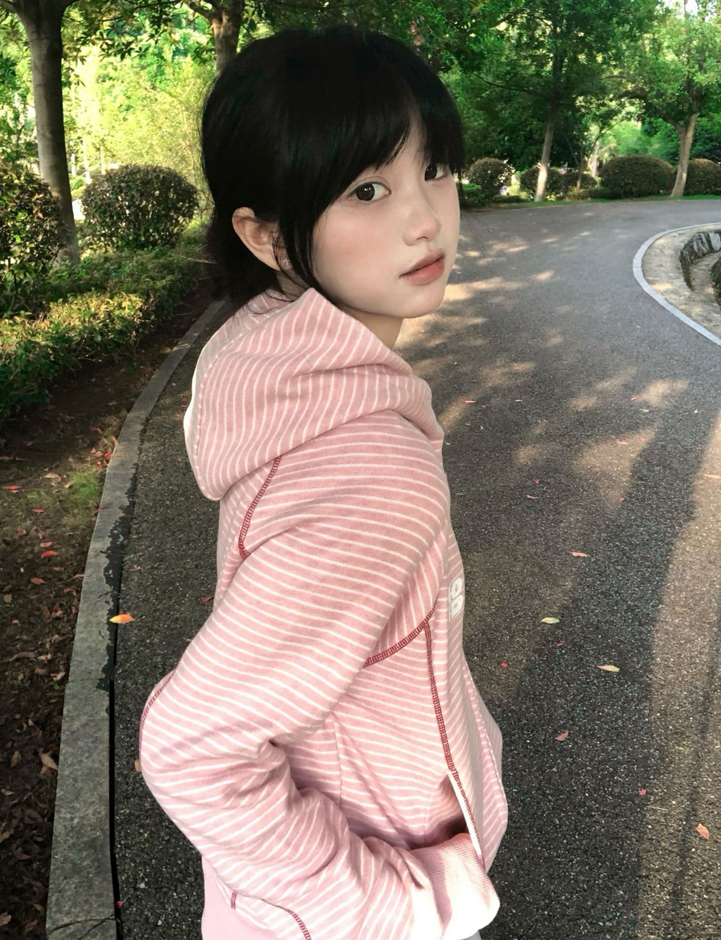 얇은 스타일 원본 원단 복합 2026 가을 겨울철 한국 스타일 새로운 스트라이프 오픈 가디건 후드티 여성 후드 재킷 상세 이미지 8