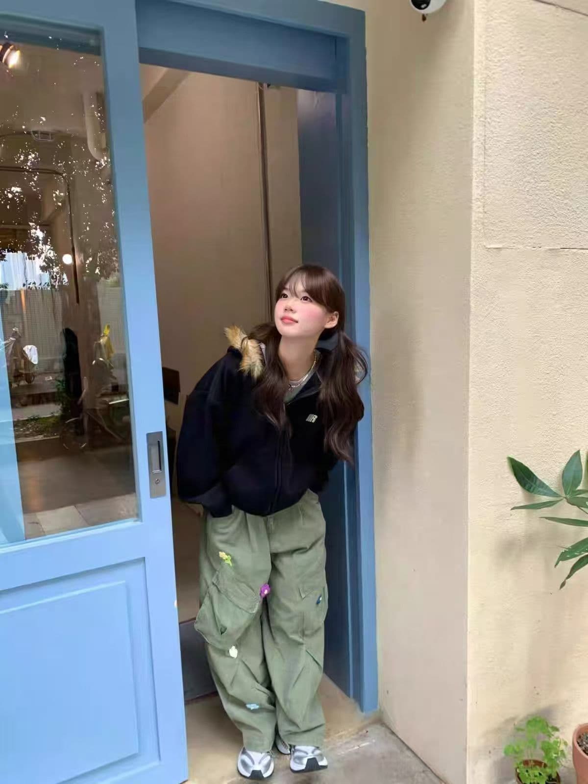 예약하기 섹션 310 크 털이 있는 400g 탈착식 큰 모피 칼라 가을 겨울 한국 스타일 새로운 오픈 가디건 후드티 여성 재킷 상세 이미지 3