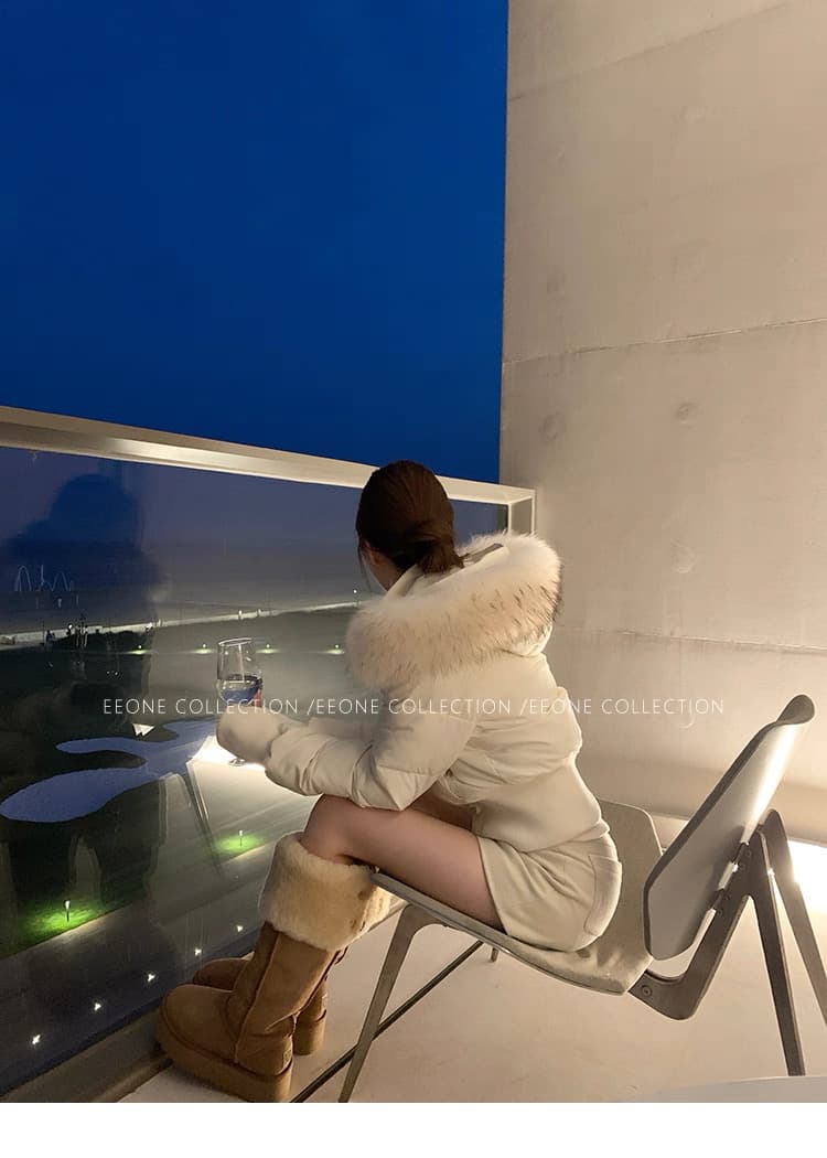 2026 겨울 새로운 작은 갈매기 핫걸 모피 칼라 후드 털이 있는 면 의류 여성 달콤함 한국 스타일 허리 수축 쇼트 스타일 면 상세 이미지 22
