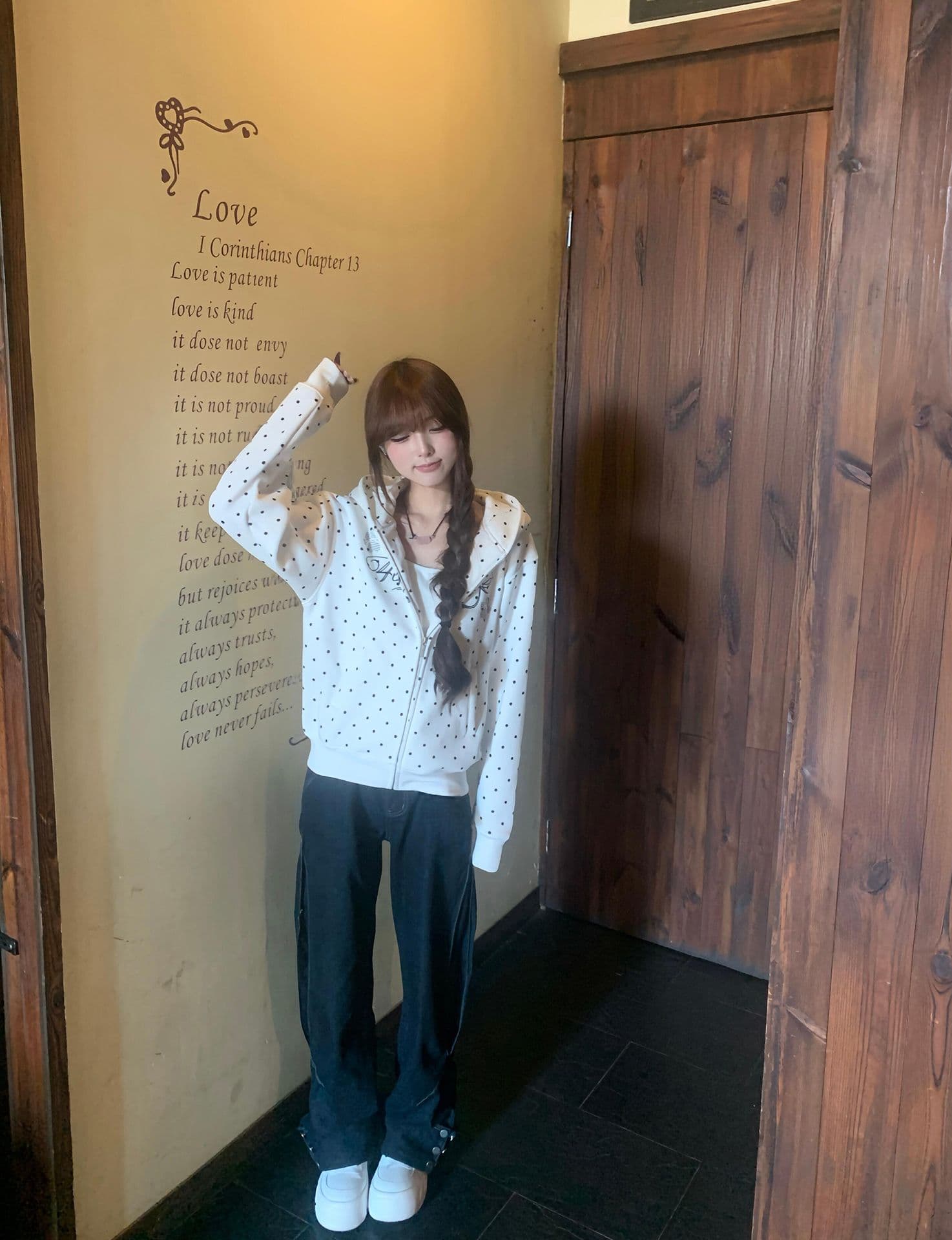 원본 백금 지퍼 핫픽스 자수 이후 패키지 칼라 한국 스타일 순면 얇은 스타일 오픈 가디건 후드티 여성 짧은 재킷 이미지 3