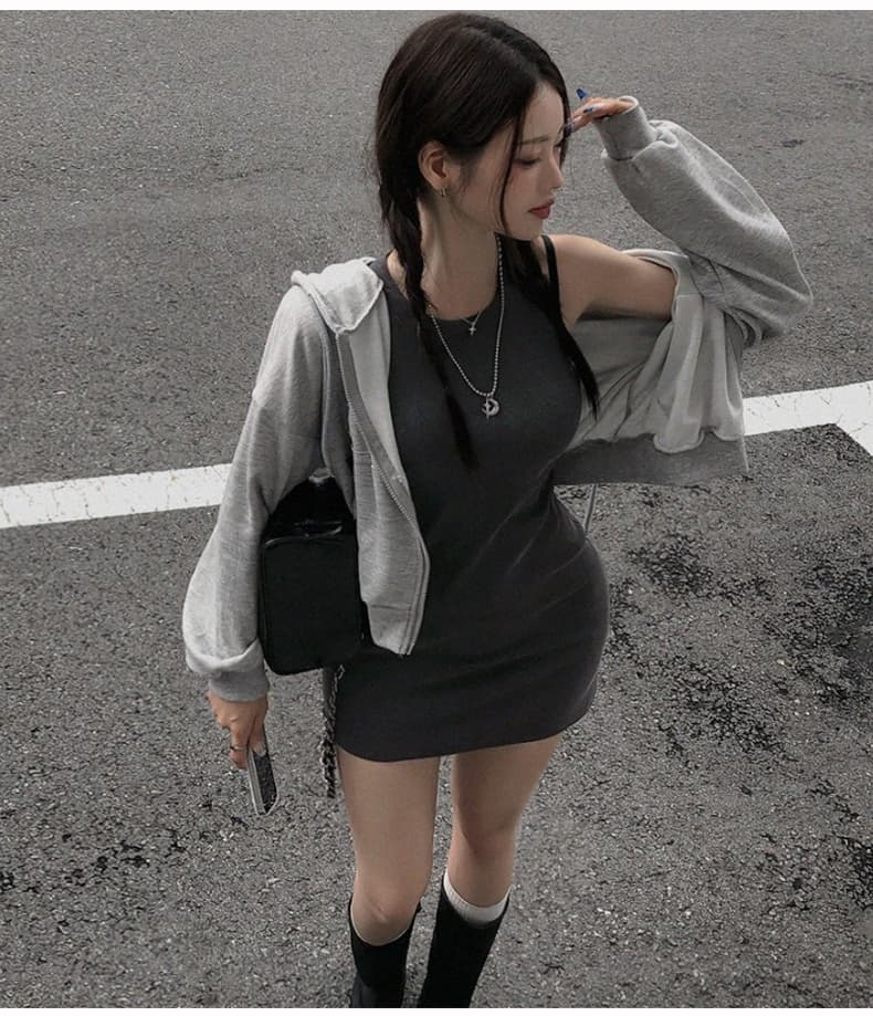 한국 동대문 신제품 거리 달콤하고 매운 바람 섹시한 디스플레이 몸 민소매 조끼 의상 짧은 스커트 me 상세 이미지 16
