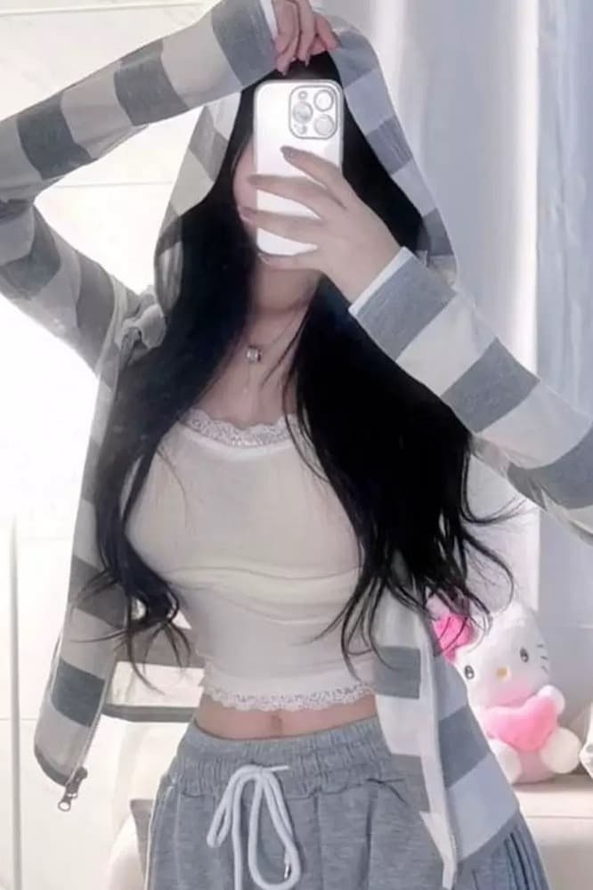 한국 동대문 신제품 일상 캐주얼 바람 섹시함 여성 슬림해 보이는 스트라이프 몸매 가꾸기 후드 재킷 이미지 6