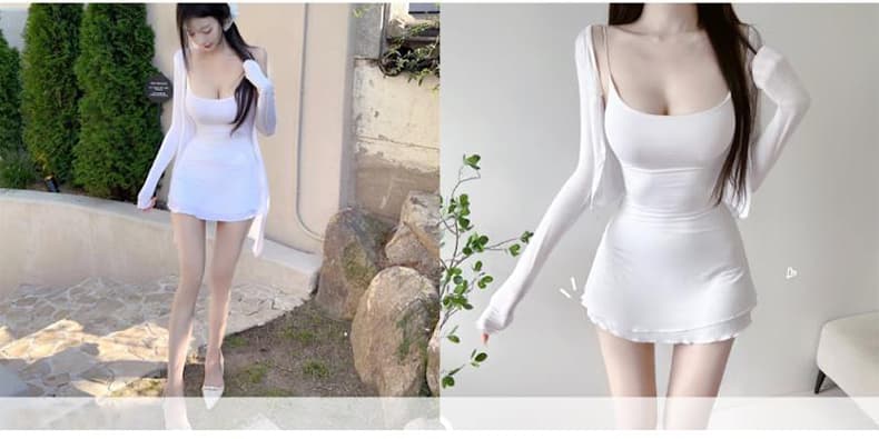 한국 동대문 신제품 순수한 욕망 프릴 섹시함 디스플레이 몸 몸매 가꾸기 허리 수축 슬립 드레스 상세 이미지 7