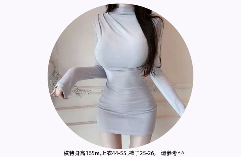 한국 동대문 신제품 섹시함 디스플레이 몸 품격 터틀넥 주름 타이트 스커트 드레스 se 상세 이미지 6