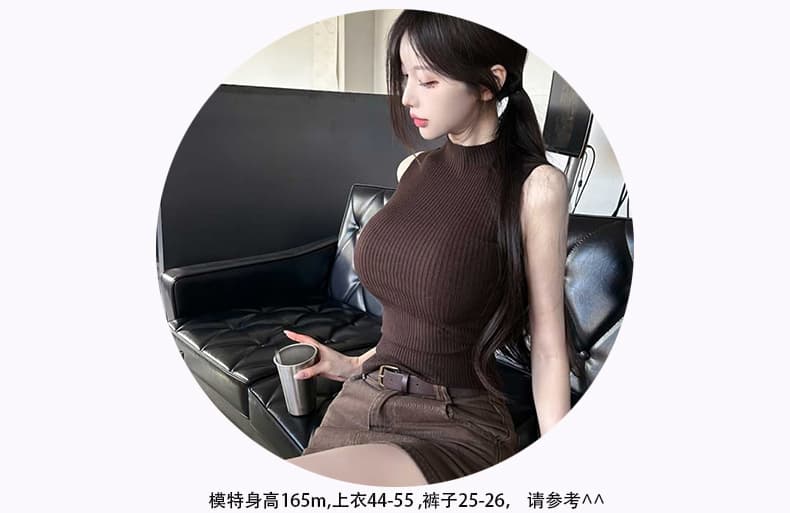 한국 동대문 신제품 고급 센스 순수한 욕망 여성 터틀넥 니트 민소매 맨위 가을 상세 이미지 6