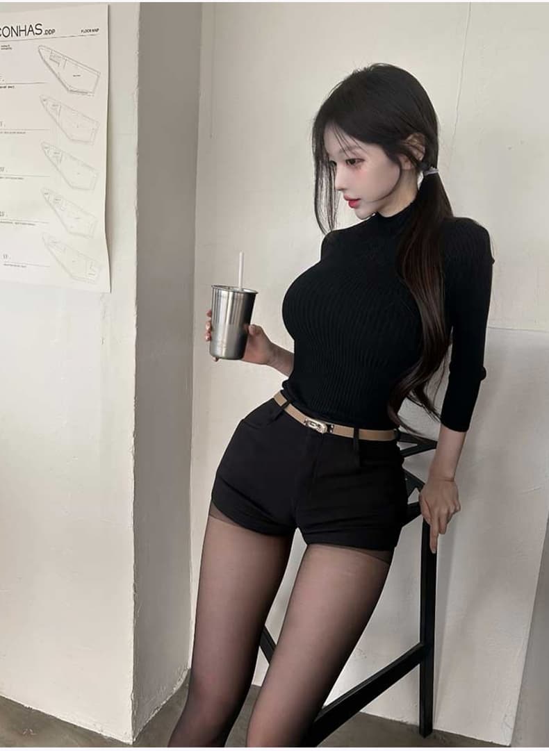 한국 동대문 신제품 가을 겨울 자이언트 잘 생긴 섹시함 순수한 욕망 반하이넥 만나는 니트 스웨터 상세 이미지 14