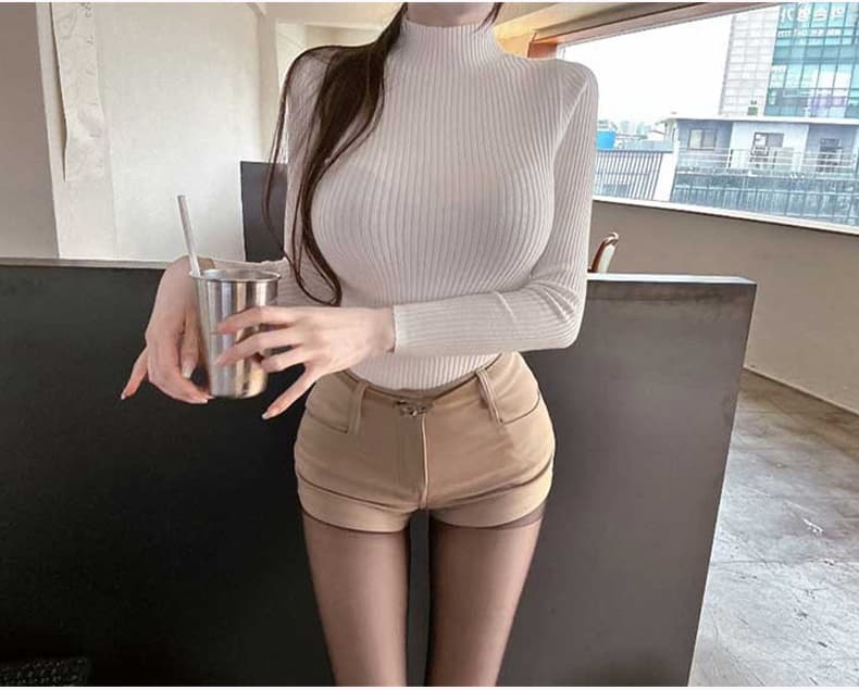 한국 동대문 신제품 순수한 욕망 바람 섹시함 핫걸 하이웨이스트 슬림해 보이는 디스플레이 다리 길이 반바지 여성 캐주얼 바지 상세 이미지 9