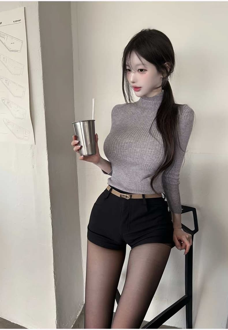 한국 동대문 신제품 순수한 욕망 바람 섹시함 핫걸 하이웨이스트 슬림해 보이는 디스플레이 다리 길이 반바지 여성 캐주얼 바지 상세 이미지 13