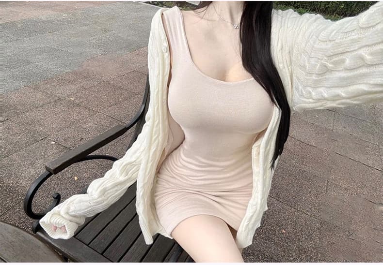 한국 동대문 신제품 귀여운 여자 친구 일상 루즈핏 단추 니트 오픈 가디건 상세 이미지 8