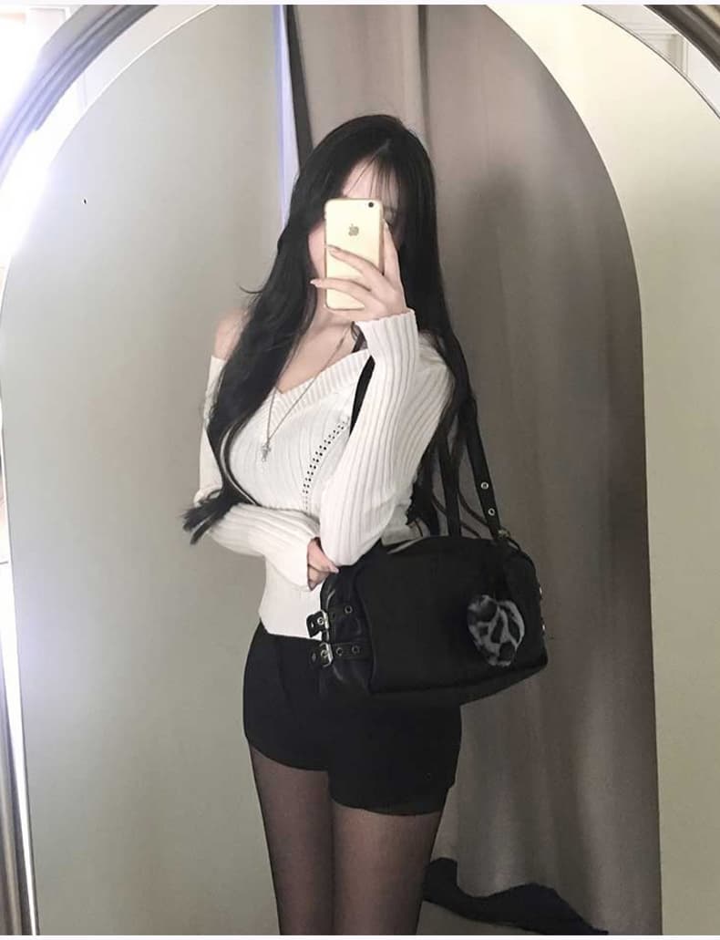 한국 동대문 신제품 한 부서 핫걸 바람 섹시함 여성 V넥 오프숄더 타이트 만나는 니트 스웨터 상세 이미지 14