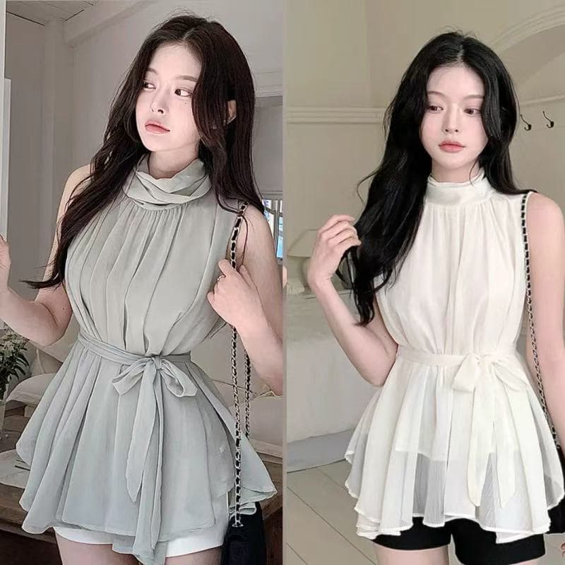 한국 동대문 신제품 옮기다 사랑 4 음과 지혜 같은 단락 of_yoon 민소매 셔츠 드레스 이미지 2