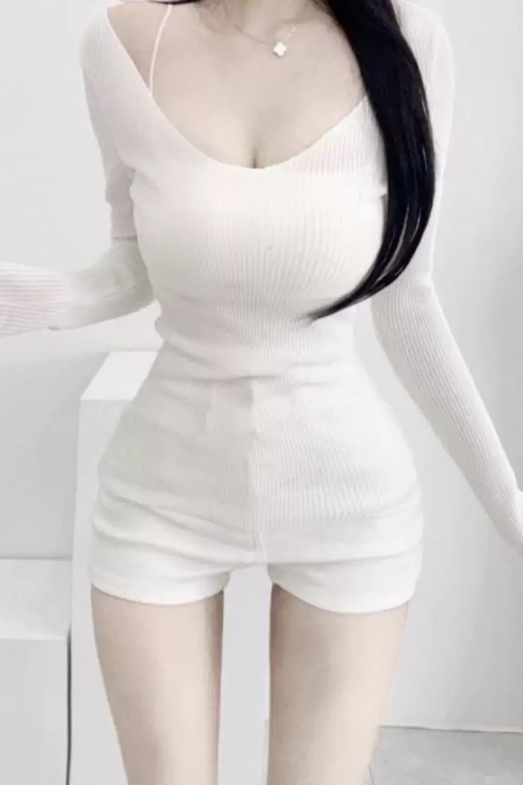한국 동대문 신제품 긴팔 티셔츠 니트 몸매 가꾸기 허리 수축 디스플레이 몸 타이트 티셔츠 색상 있음 업데이트 이미지 6