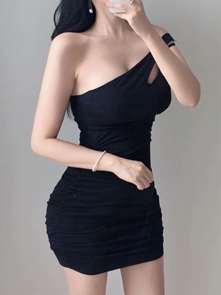 한국 동대문 신제품 아메리칸 핫걸 바람 섹시함 여성 오프숄더 타이트 스커트 민소매 드레스 da 이미지 5