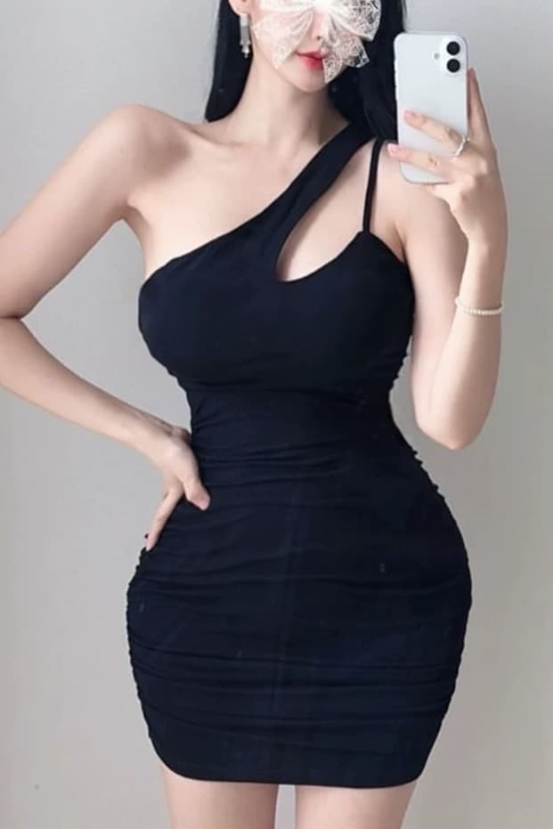 한국 동대문 신제품 아메리칸 핫걸 바람 섹시함 여성 오프숄더 타이트 스커트 민소매 드레스 da 이미지 7