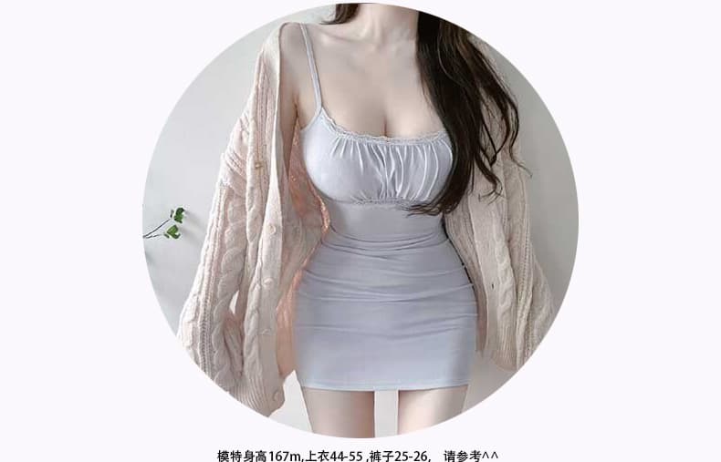 한국 동대문 신제품 섹시함 타이트 가슴 펌프 Pleat 슬립 여성 드레스 봄 가을 타이트 스커트 기본 스커트 상세 이미지 6
