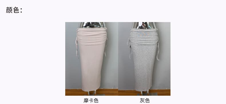 한국 동대문 신제품 부드러운 여성 자이언트 잘 생긴 펌프 로프 주름 슬림해 보이는 롱 코트 타이트 스커트 반신 스커트 상세 이미지 3