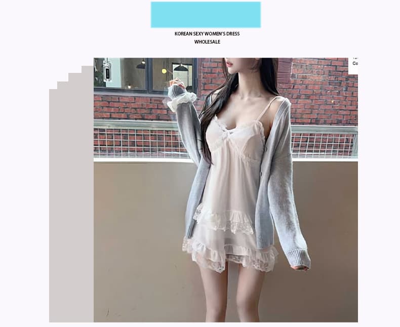 한국 동대문 신제품 부드러운 바람 섹시함 레이스 측면 슬립 드레스 상세 이미지 1