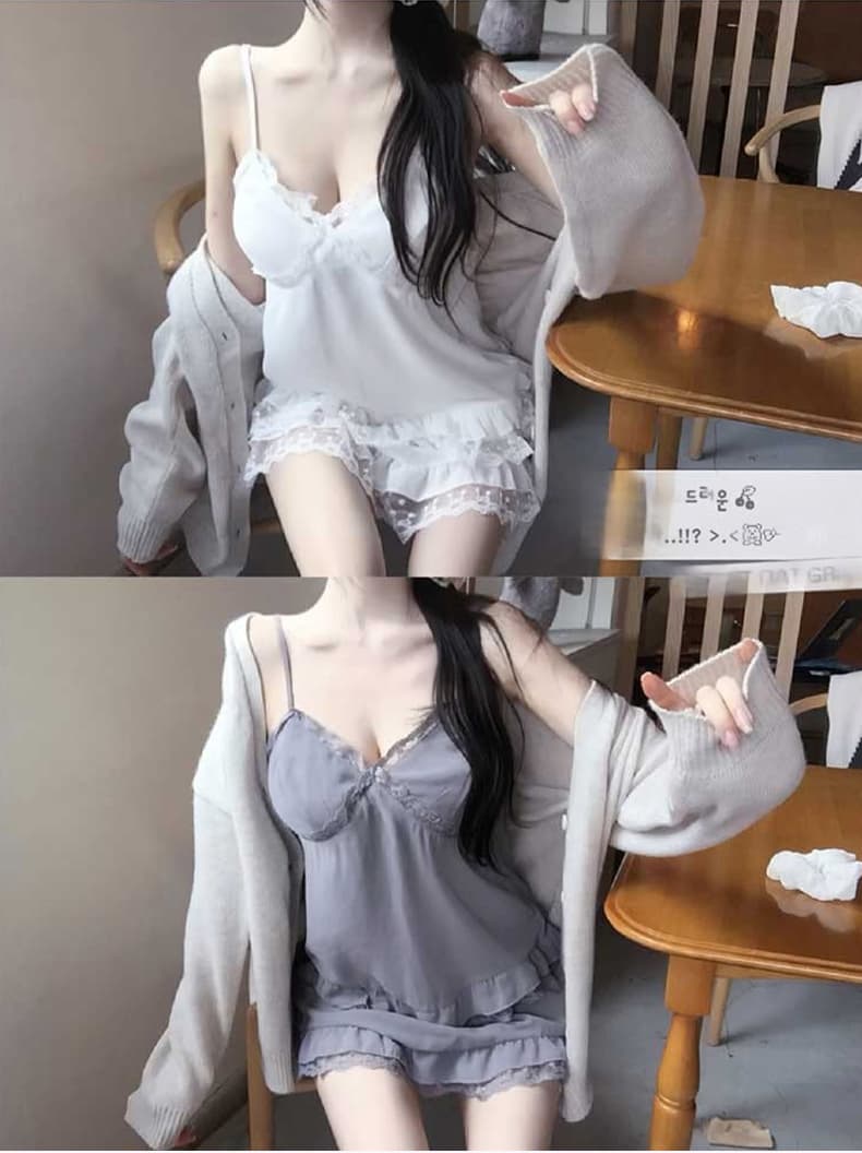 한국 동대문 신제품 부드러운 바람 섹시함 레이스 측면 슬립 드레스 상세 이미지 9
