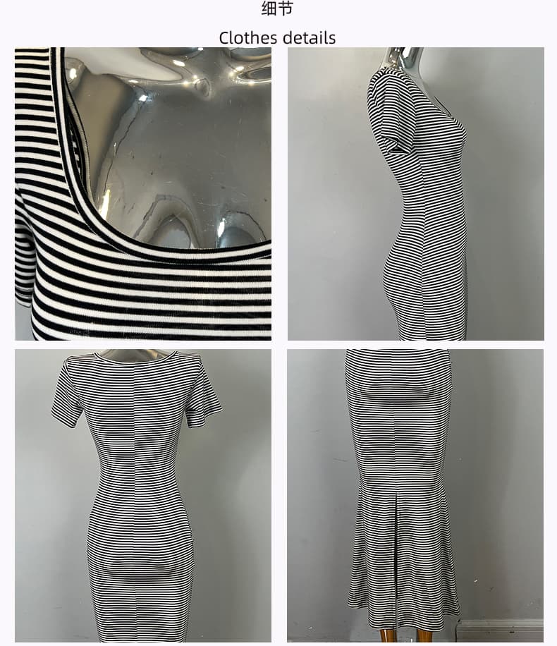 한국 동대문 신제품 자이언트 잘 생긴 순수한 욕망 디스플레이 몸 스트라이프 롱 코트 인어 꼬리 드레스 상세 이미지 5