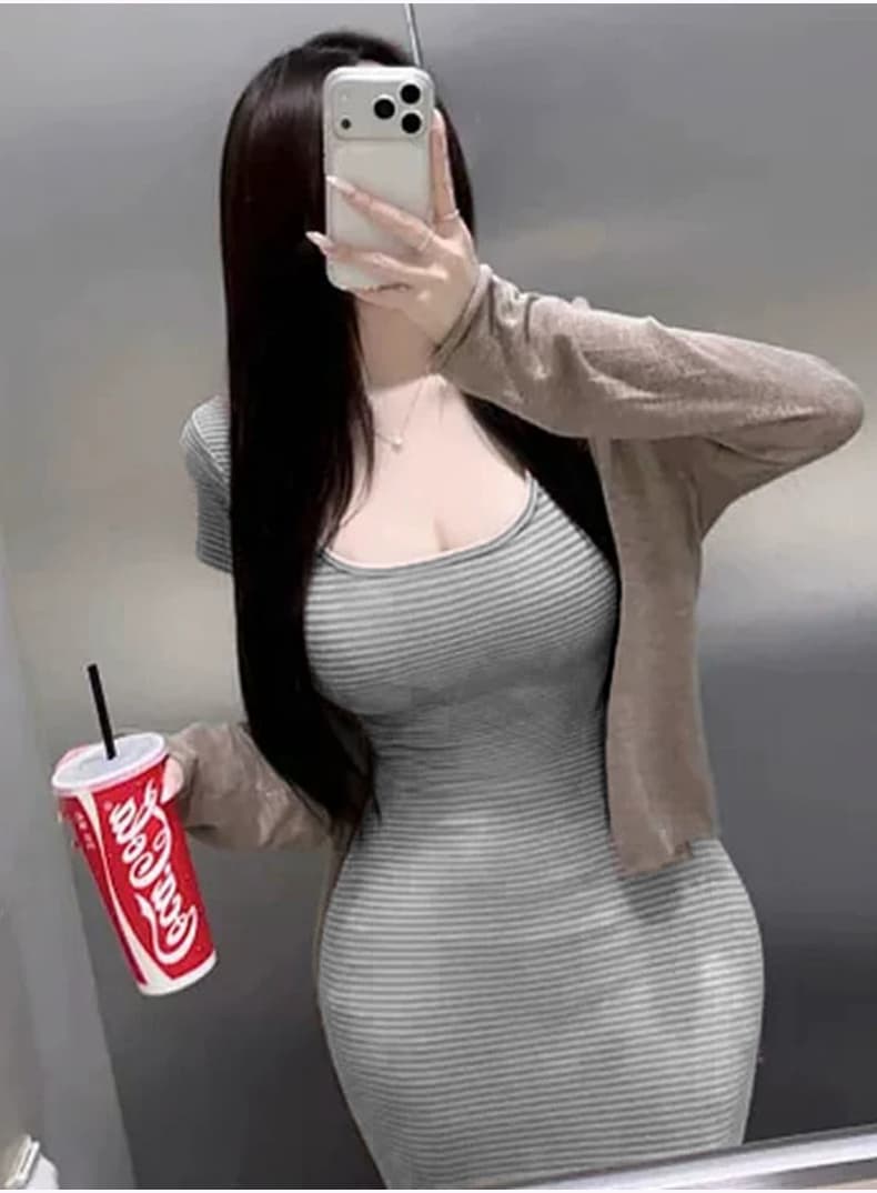 한국 동대문 신제품 자이언트 잘 생긴 순수한 욕망 디스플레이 몸 스트라이프 롱 코트 인어 꼬리 드레스 상세 이미지 7