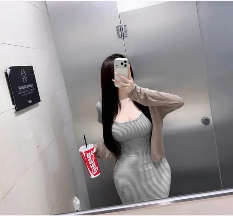 한국 동대문 신제품 자이언트 잘 생긴 순수한 욕망 디스플레이 몸 스트라이프 롱 코트 인어 꼬리 드레스 상세 이미지 10