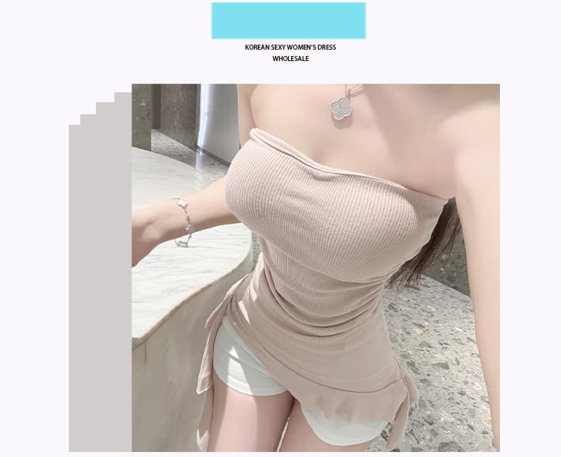 한국 동대문 신제품 섹시함 순수한 욕망 오프숄더 튜브탑 드레스 자외선 차단 오픈 가디건 상세 이미지 1