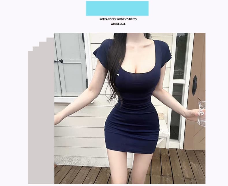 한국 동대문 신제품 한 부서 여성 주님 센스 순수한 욕망 핫걸 바람 슬림해 보이는 u 칼라 타이트 스커트 드레스 se 상세 이미지 1