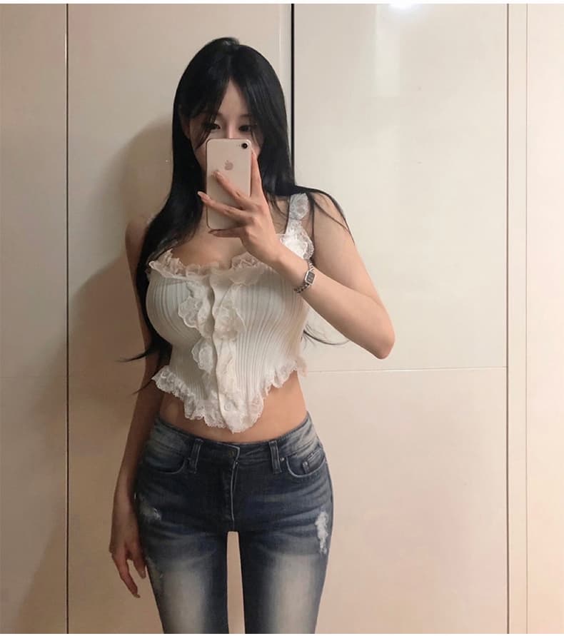 한국 동대문 신제품 순수한 욕망 레이스 슬립 허리 수축 슬림해 보이는 니트 조끼 여성 외출용 상세 이미지 17