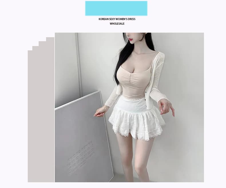 한국 동대문 신제품 발레 바람 퍼프 스커트 여성 여름 프릴 미니 스커트 하이웨이스트 슬림해 보이는 한 마디 반신 스커트 색상 상세 이미지 1