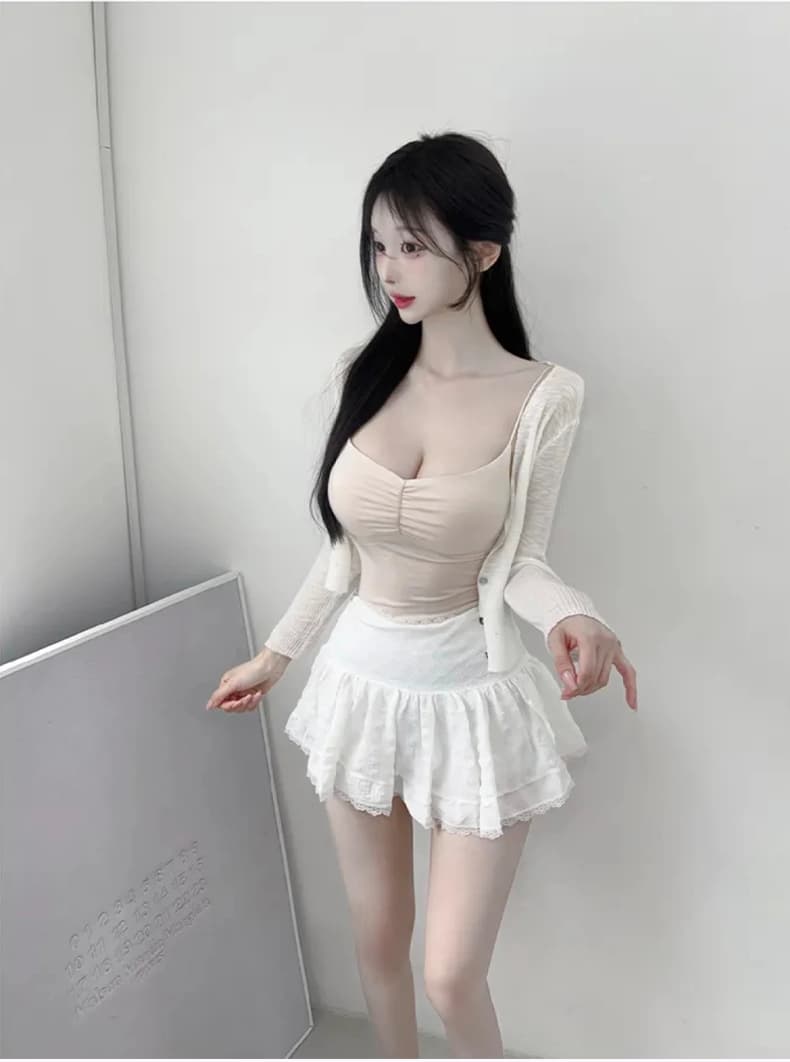 한국 동대문 신제품 발레 바람 퍼프 스커트 여성 여름 프릴 미니 스커트 하이웨이스트 슬림해 보이는 한 마디 반신 스커트 색상 상세 이미지 11