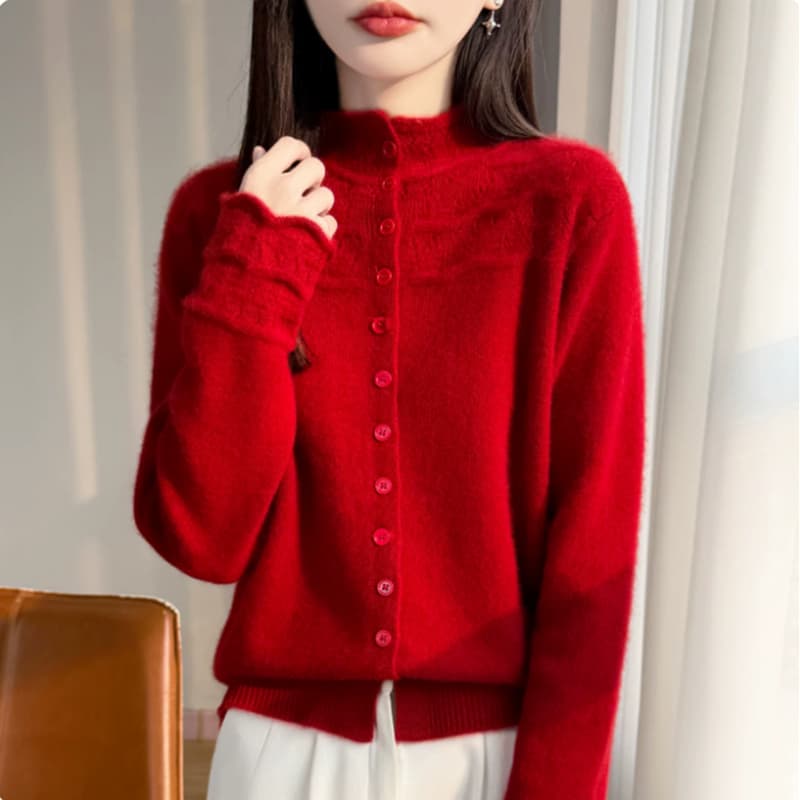 프랑스식 부드러운 한 부서 바람 자수 홀로우 아웃 털 니트 오픈 가디건 여성 다용도 연령 감소 보온 만나는 스웨터 코트 트렌디 이미지 5