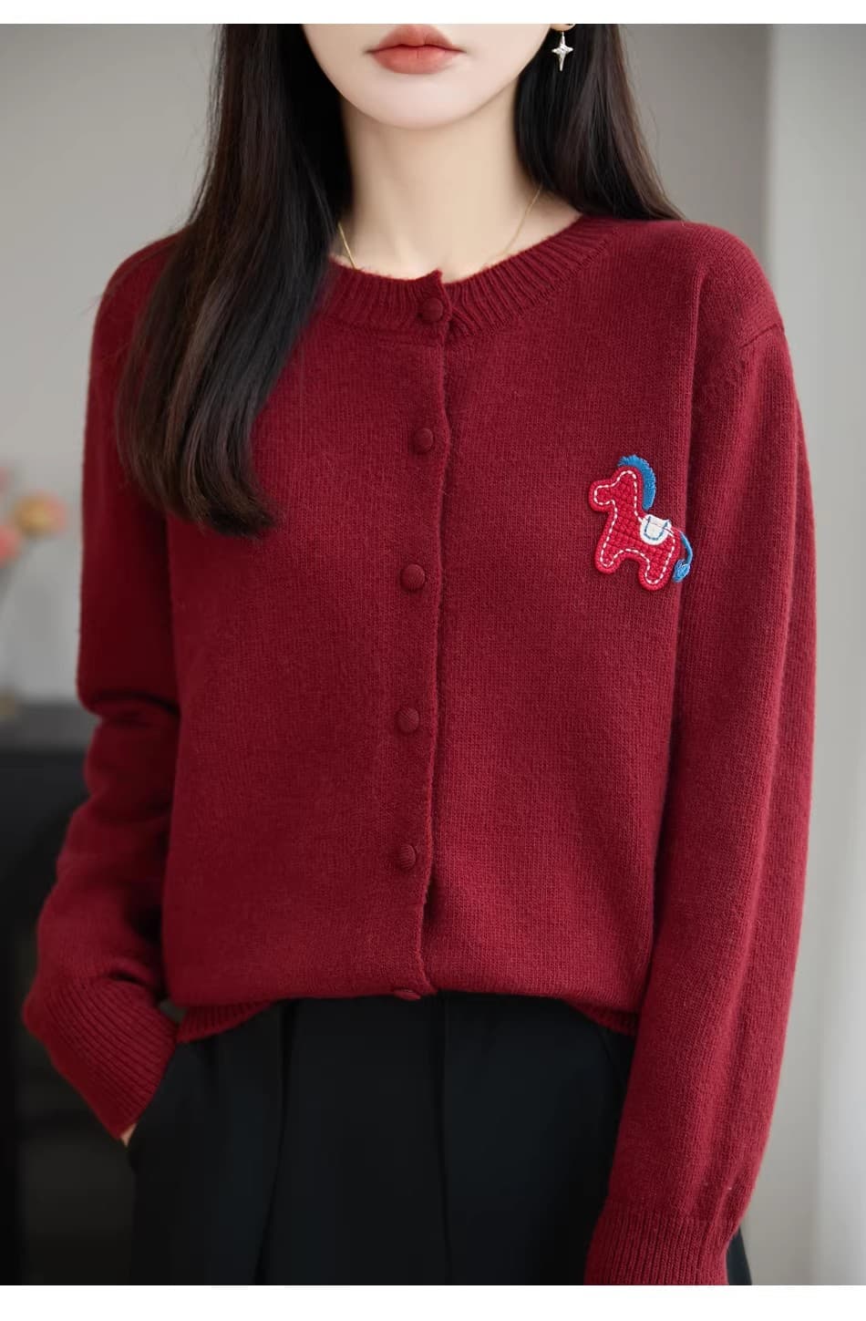 섬세한 부드럽다 라운드 넥 니트 스웨터 여성 오픈 가디건 스웨터 코트 가을 겨울 2025 새로운 루즈핏 캐주얼 일상 다용도 상세 이미지 5