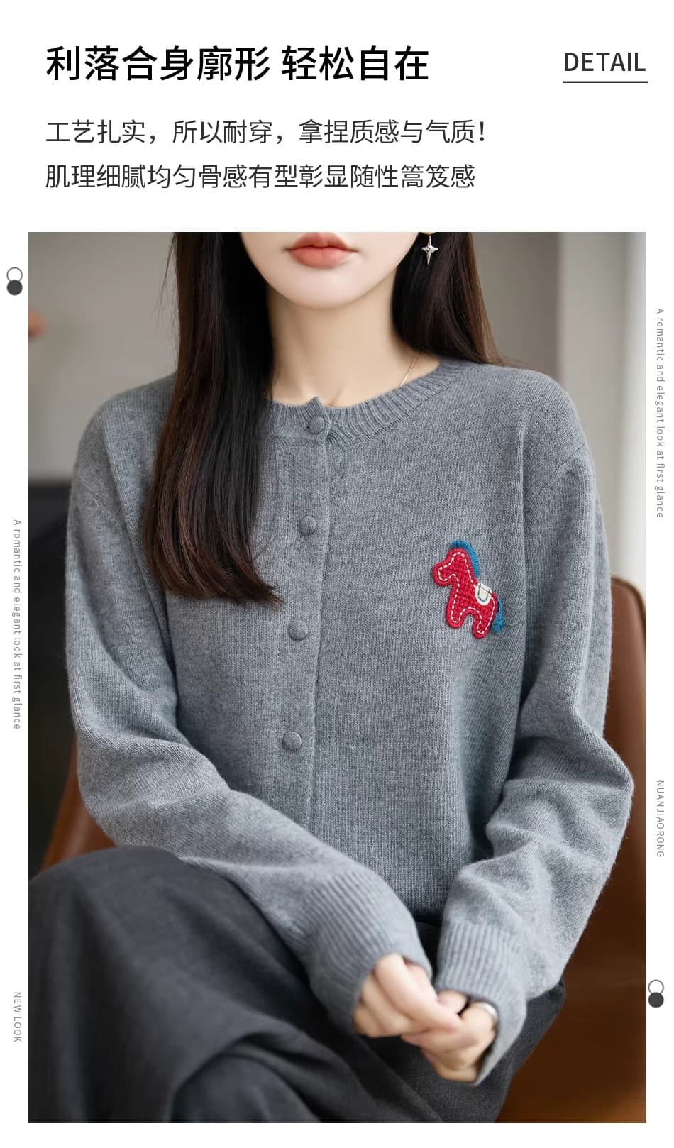 섬세한 부드럽다 라운드 넥 니트 스웨터 여성 오픈 가디건 스웨터 코트 가을 겨울 2025 새로운 루즈핏 캐주얼 일상 다용도 상세 이미지 6
