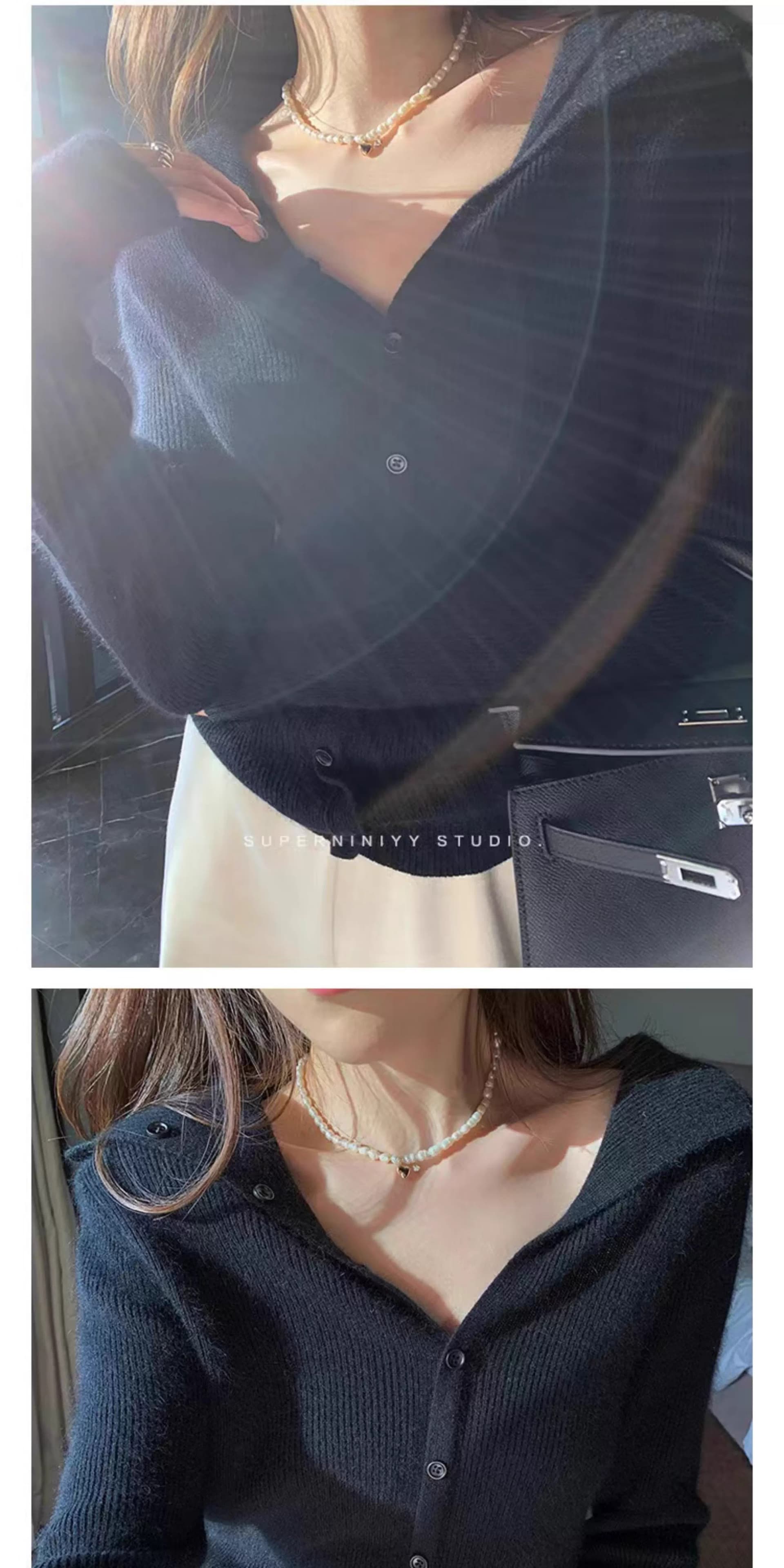 폴로 칼라 여성 순수한 산양 캐시미어 니트 스웨터 맨위 유럽 상품 신년 빨간색 봄 드레스 몸매 가꾸기 만나는 스웨터 코트 상세 이미지 14
