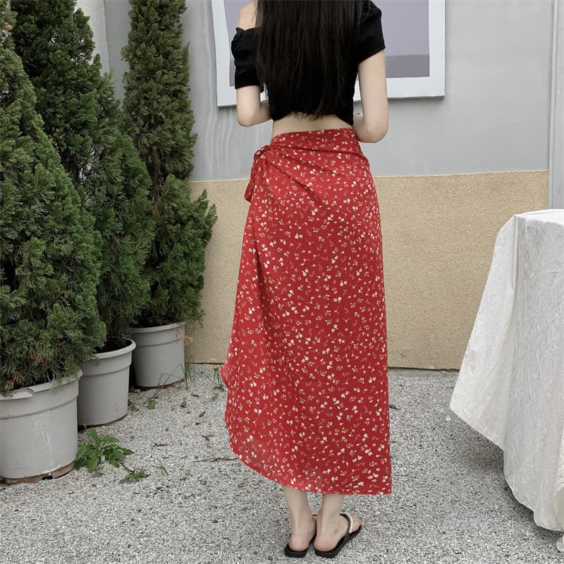 실사 보헤미안 휴가 바람 해변 드레스 자외선 차단 앞치마 하나 슬라이스 타이트 스커트 스트랩 반신 스커트 이미지 5