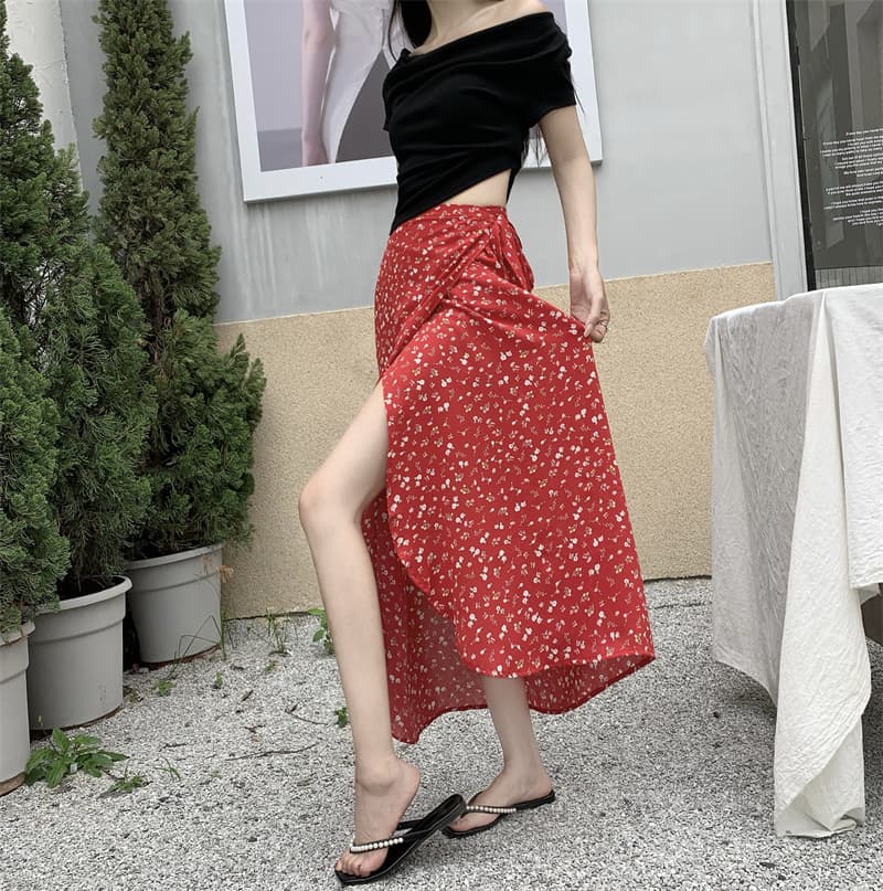 실사 보헤미안 휴가 바람 해변 드레스 자외선 차단 앞치마 하나 슬라이스 타이트 스커트 스트랩 반신 스커트 상세 이미지 10