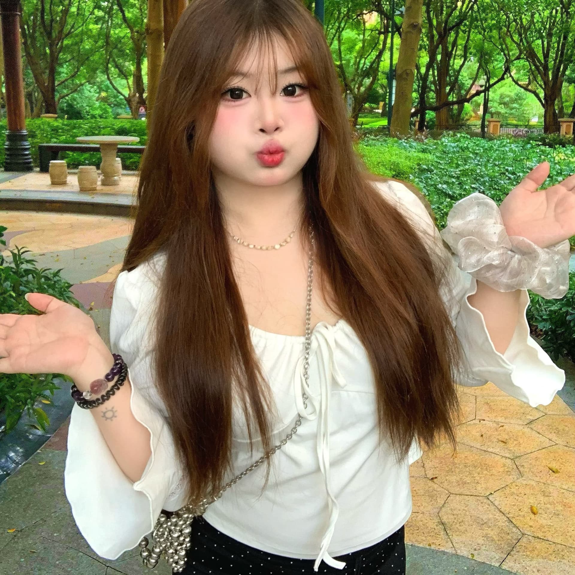 한 부서 분위기 센스 펌프 로프 광장 칼라 화이트 연꽃 잎 나팔 소매 레이스 레이스 슬림해 보이는 쇼트 스타일 만나는 작은 셔츠 이미지 5