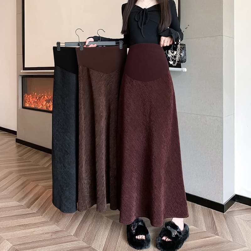 임산부 두꺼운 코듀로이 반신 스커트 가을 겨울 롱 코트 도루 센스 한 마디 큰 진자 타이트 스커트 복부 지지 인어 꼬리 롱 스커트 이미지 2