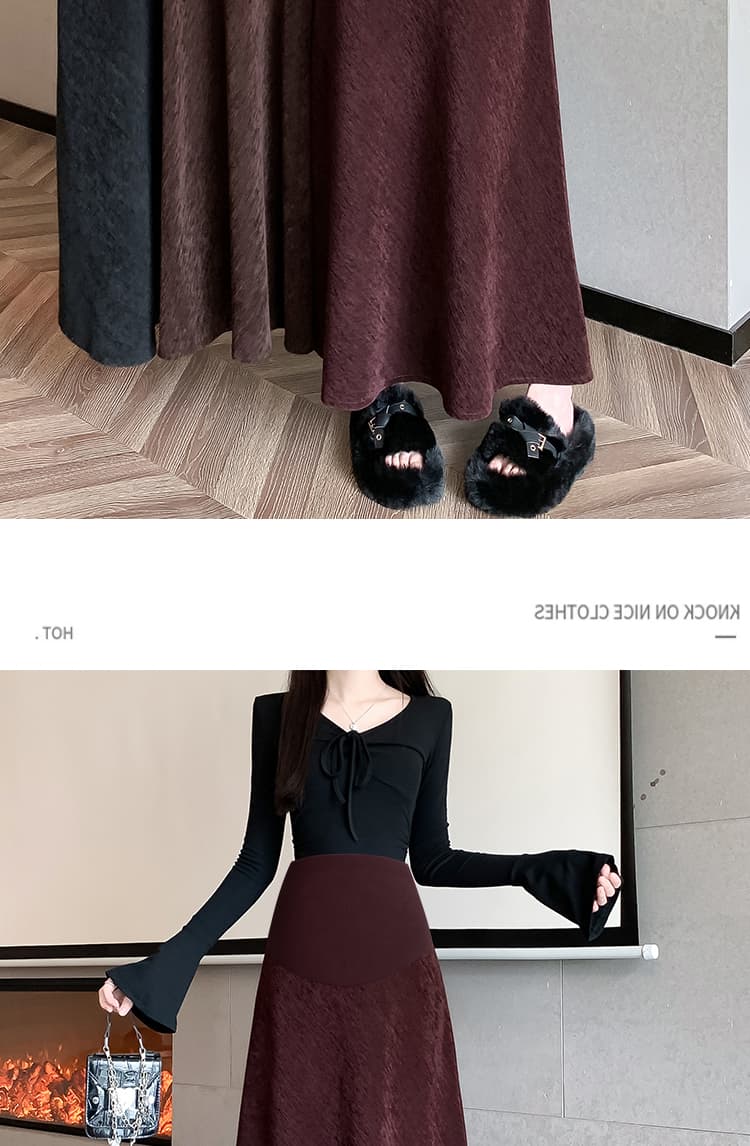 임산부 두꺼운 코듀로이 반신 스커트 가을 겨울 롱 코트 도루 센스 한 마디 큰 진자 타이트 스커트 복부 지지 인어 꼬리 롱 스커트 상세 이미지 19