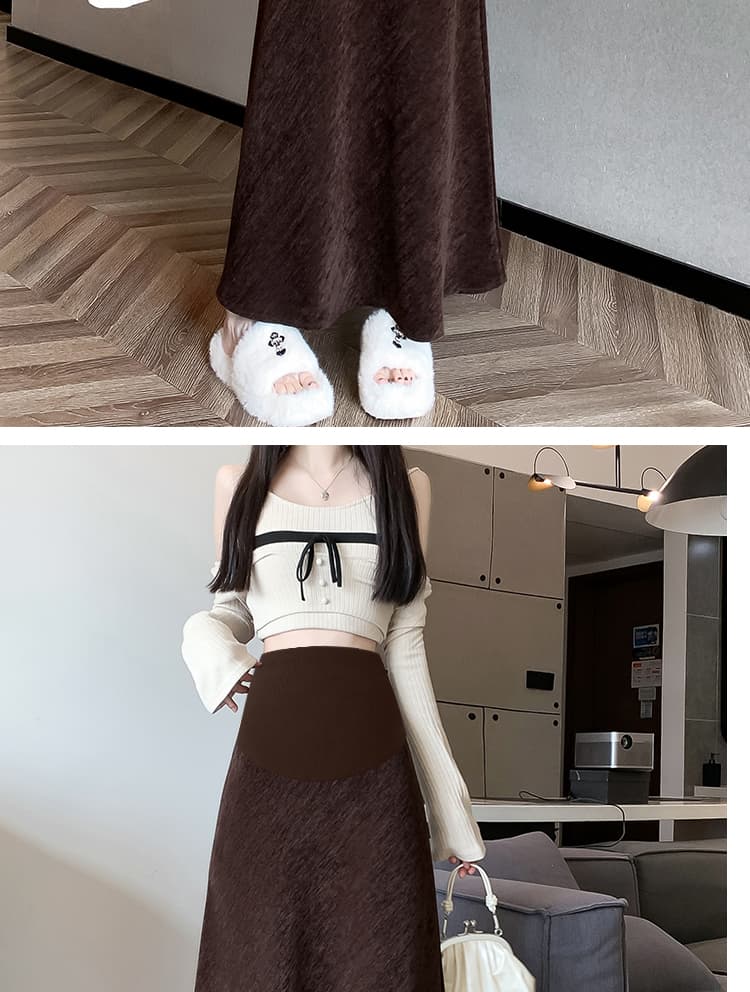 임산부 두꺼운 코듀로이 반신 스커트 가을 겨울 롱 코트 도루 센스 한 마디 큰 진자 타이트 스커트 복부 지지 인어 꼬리 롱 스커트 상세 이미지 34