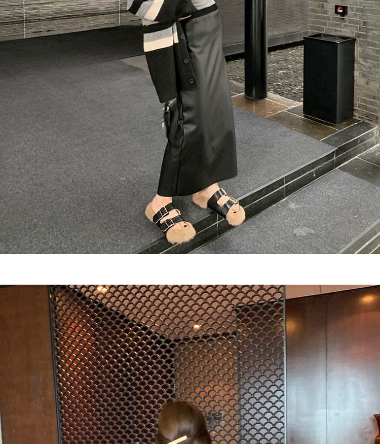 임산부 새로운 없음 복부 지지 가죽 롱 스커트 가을 겨울철 스트레이트 품격 슬림해 보이는 a 단어 다음에 트임 타이트 스커트 반신 롱 스커트 상세 이미지 25