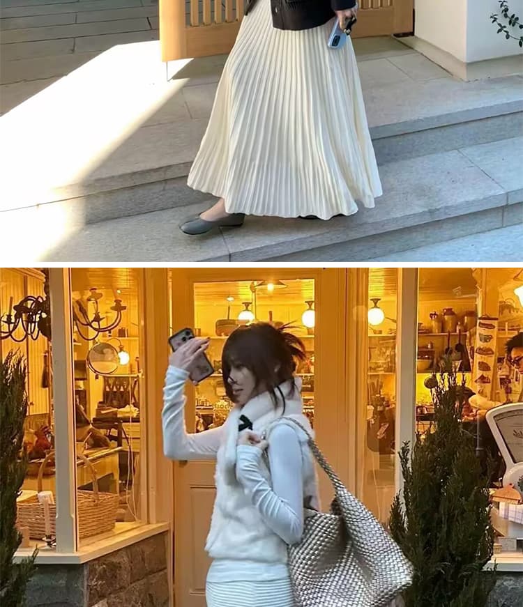 지금 지금 임산부 가을 겨울철 새로운 두꺼운 플리츠 니트 없음 복부 지지 수 있습니다. 조정 인어 꼬리 스커트 반신 롱 코트 치마 상세 이미지 33