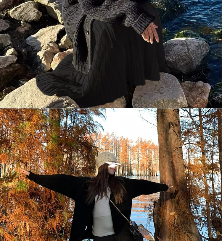 지금 지금 임산부 가을 겨울철 새로운 두꺼운 플리츠 니트 없음 복부 지지 수 있습니다. 조정 인어 꼬리 스커트 반신 롱 코트 치마 상세 이미지 40